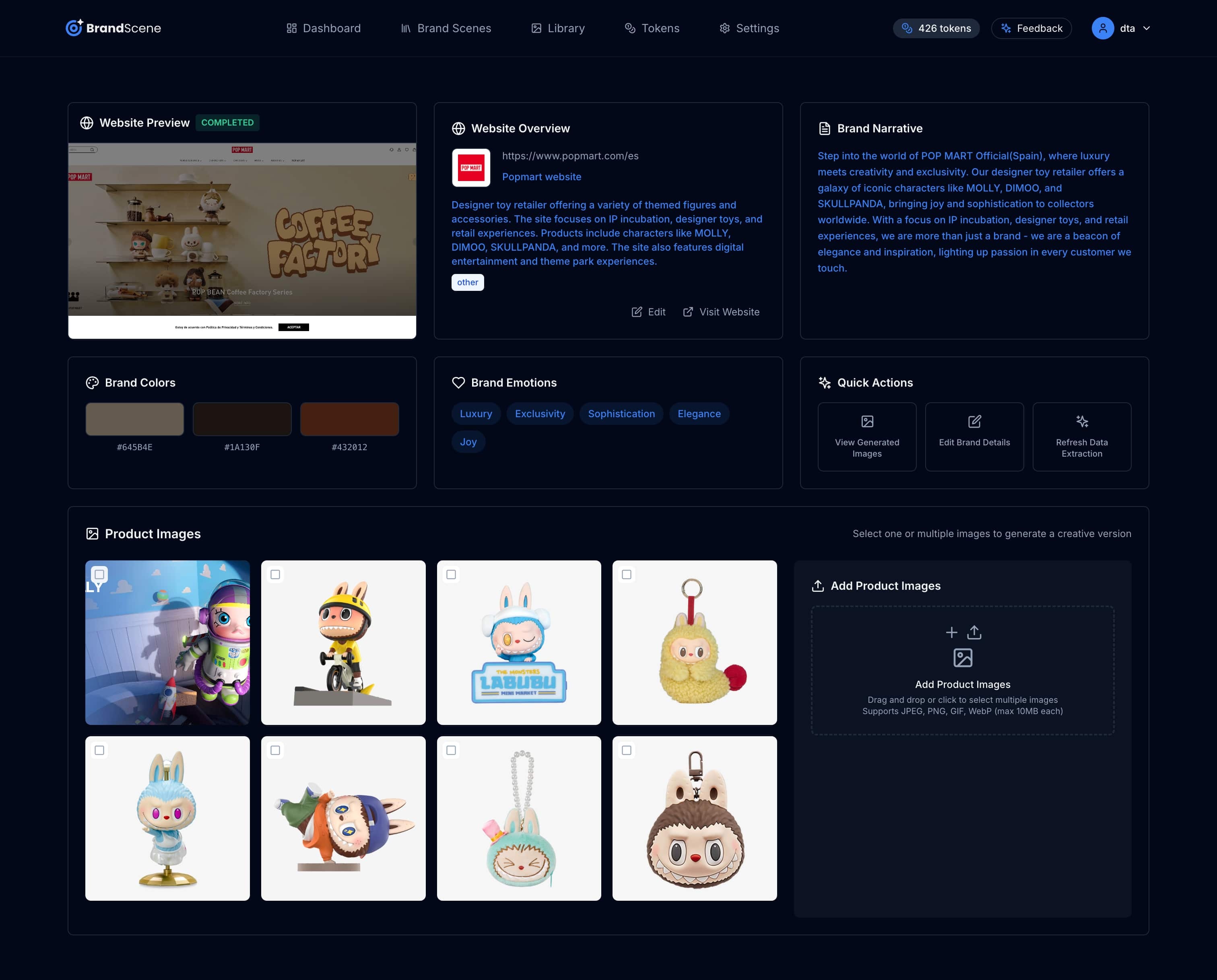 BrandScene demo - PopMart collectible figures in elegant product placement scene